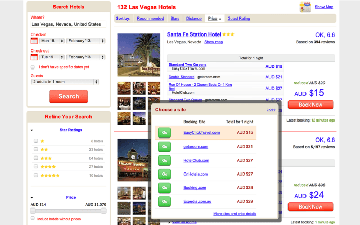 Hotel booking offers